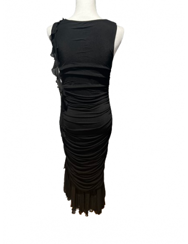 Dance dress with lots of fine ruffles in black for salsa parties or going out