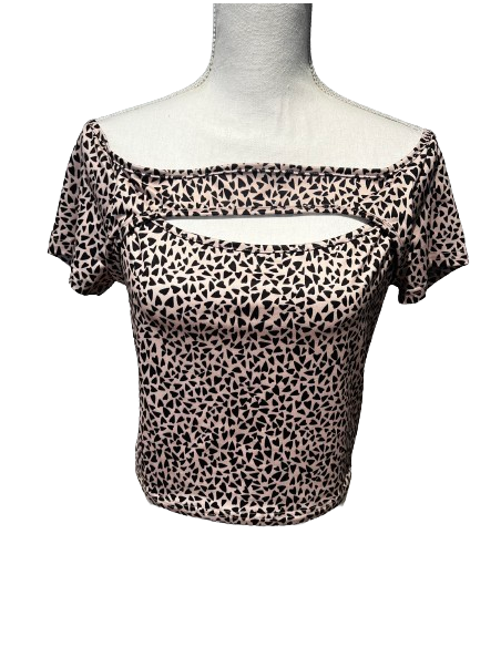 Tango dance top with a U-neckline with heart pattern