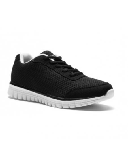 The dance sneaker in black mesh fabric with a full-length white PVC sole is ideal for salsa, disco fox, line dancing or even Wes