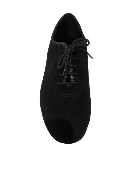 Scarpa da ballo allacciatura in camoscio morbido nero per il country linedance, ballo liscio, tango