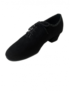 Scarpa da ballo allacciatura in camoscio morbido nero per il country linedance, ballo liscio, tango 2