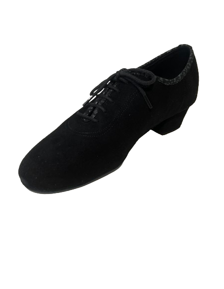 Scarpa da ballo allacciatura in camoscio morbido nero per il country linedance, ballo liscio, tango