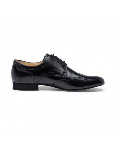 These men's dance shoes are crafted from high-quality black leather, designed for ballroom dance, tango, or boogie woogie