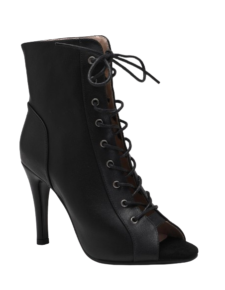 Bottine de danse Heels Dance, cuir noir, talon 9.5cm, Joheela