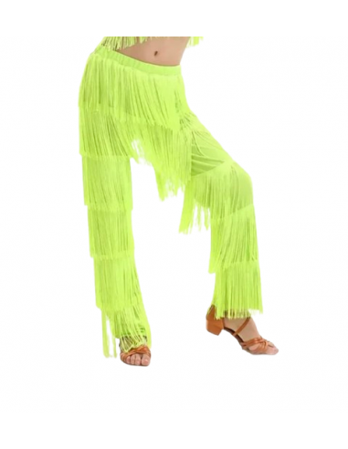 Pantalon de danse à franges, vert neon pour salsa, la bachata et soirées