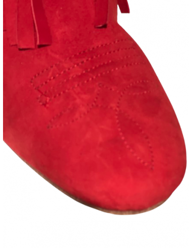 Stivaletti da ballo con frange corto in camoscio rosso notte per la line dance