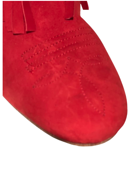 Stivaletti da ballo con frange corto in camoscio rosso notte per la line dance