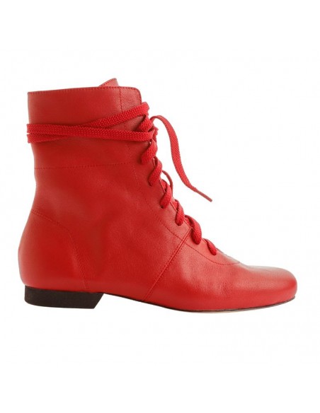 Bottine de danse Tango en cuir rouge ; aussi pour Swing & Balboa