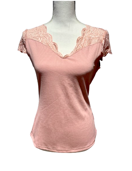 Top da ballo rosa antico, maniche in pizzo per salsa, bachata, ballo standard