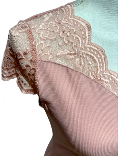 Top da ballo rosa antico, maniche in pizzo per salsa, bachata, ballo standard 2