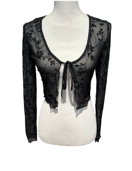 Dance bolero, black mesh and long sleeves for tango or ballroom