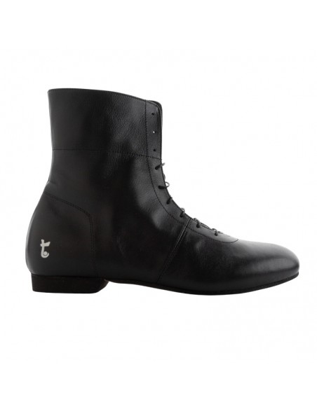 Beautiful tango dance ankle boot in soft black nappa leather in neutral tones for Tango Practica or Swing & Balboa