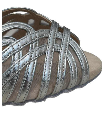 Scarpe da ballo in pelle argento per la danza standard o la line dance
