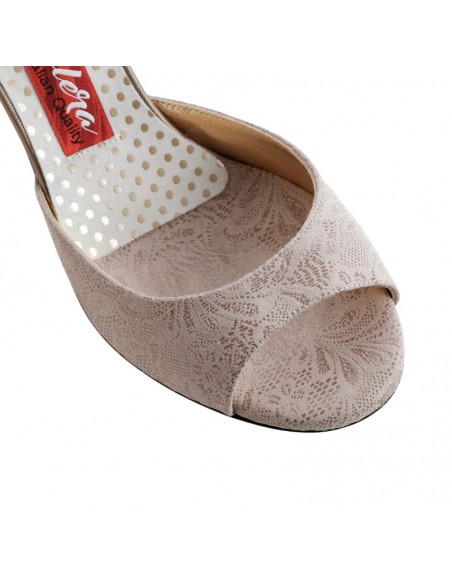 Scarpe da tango italiane Tangolera Clio Beige Fiori - Veryfine Tanzschuhe Zürich
