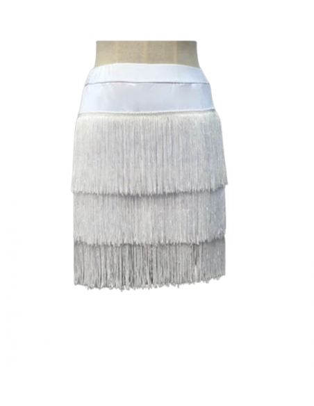 Miniskirt with fringes in white perfect for salsa, bachata and white parties