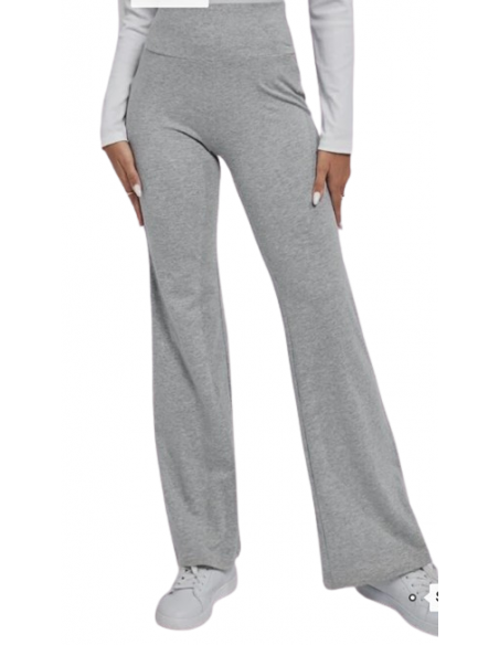 Grey stretch cotton dance pants with straight-cut legs for dance training.