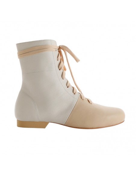 Beautiful tango dance ankle boot in soft nappa leather in neutral tones for Tango Practica or Swing & Balboa