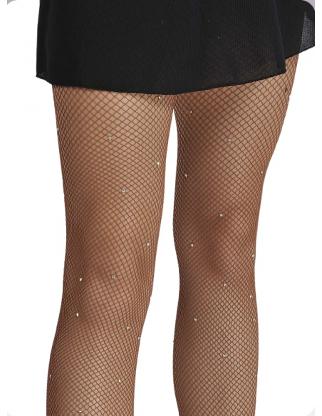 Professionelle Netz-Tanzstrumpfhose mit Aurora Borealis Strass überall für Standardtanz, Latin, Salsa, Shows