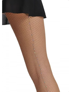 Collant da ballo a rete con striscia posteriore in strass per sala da ballo, spettacoli 2