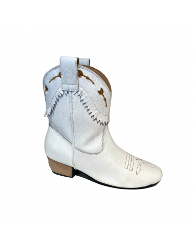 White genuine leather linedance dance boots