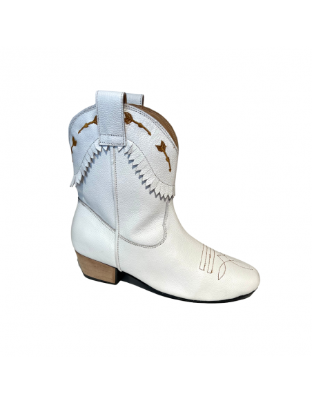 Confortable bottine de danse en cuir blanc pour la linedance