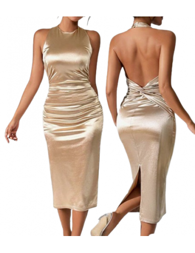 Abito oro a collo alto in lycra per il tango.