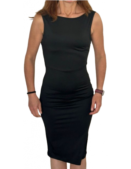 Robe de danse de style tango dos nu en tissu extensible en noir