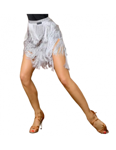 Silver fringed dance skirt for salsa & bachata, parties
