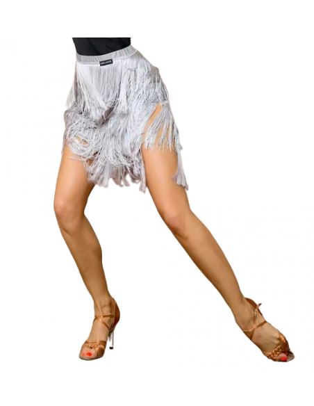 Gonna da ballo con frange argentate per la salsa e la bachata, le feste
