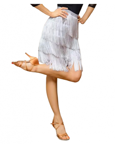 Silver fringed dance skirt for salsa & bachata, parties