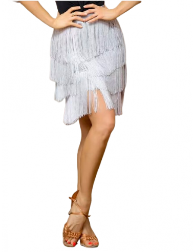 Silver fringed dance skirt for salsa & bachata, parties