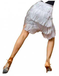 Gonna da ballo con frange argentate per la salsa e la bachata, le feste 2