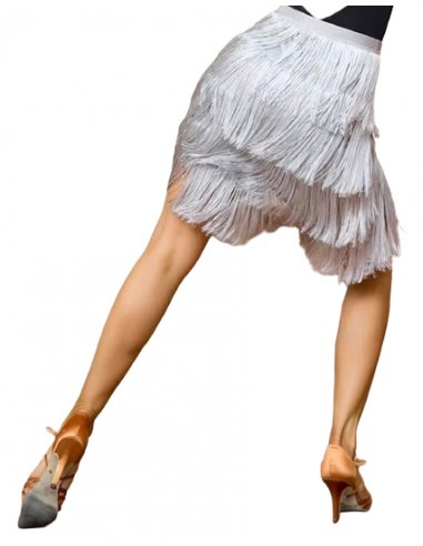 Silver fringed dance skirt for salsa & bachata, parties