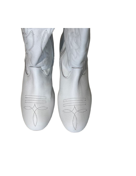 Bottes de danse confortables en cuir blanc pour la linedance