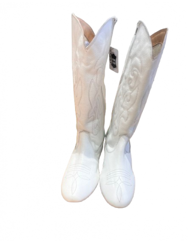 Bottes de danse confortables en cuir blanc pour la linedance