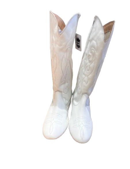 Comfortable dance boots in white leather for linedance