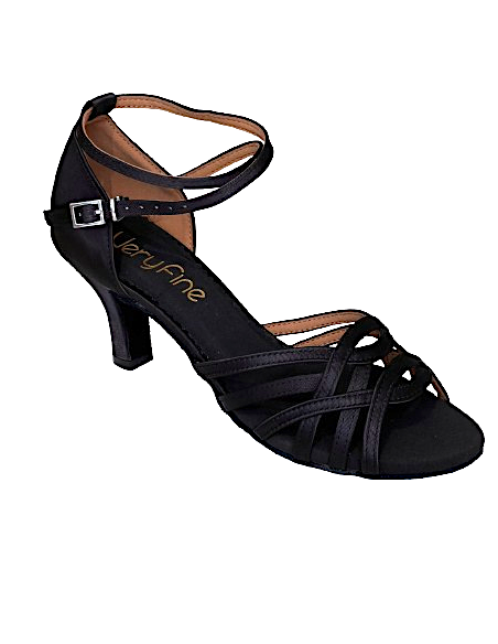 Dance shoe in black with ankle strap for salsa dancing, ballroom, latin dance