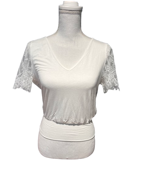 Ivory lace dance top for as salsa, bachata, ballroom dancing