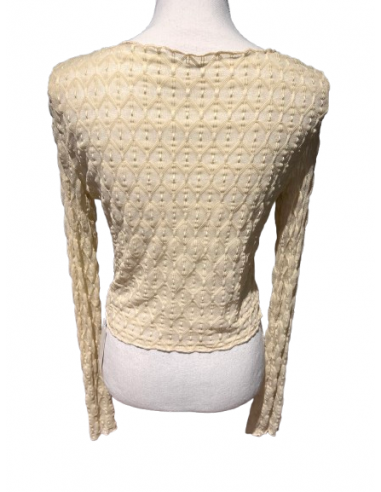 Dance jacket in beige mesh with a wavy finish and long sleeves