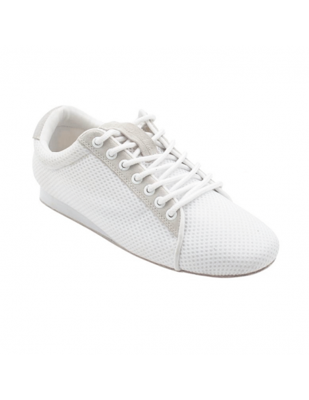 Dance sneakers, white mesh, suede sole for linedance, westcoast, salsa, training