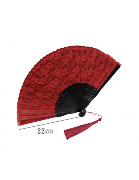 Ventaglio da ballo rosso con pizzo rosso per danzante