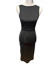 Dance dress in black stretch with scoop back for tango dancing.