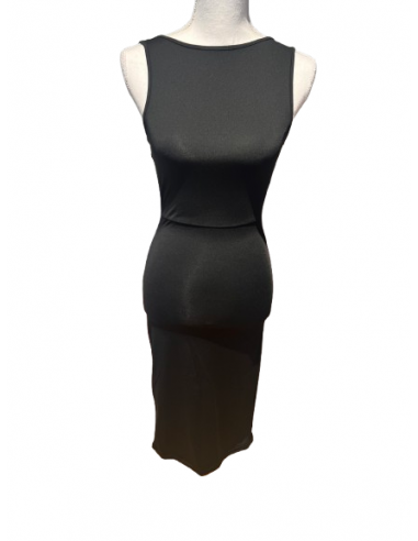 Robe de danse de style tango dos nu en tissu extensible en noir