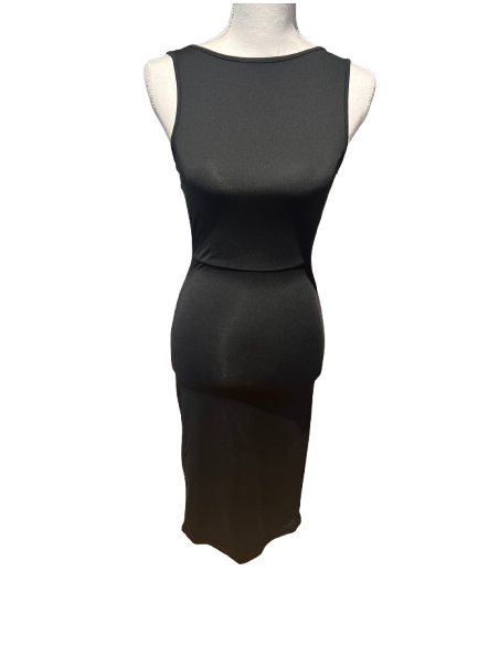 Robe de danse de style tango dos nu en tissu extensible en noir