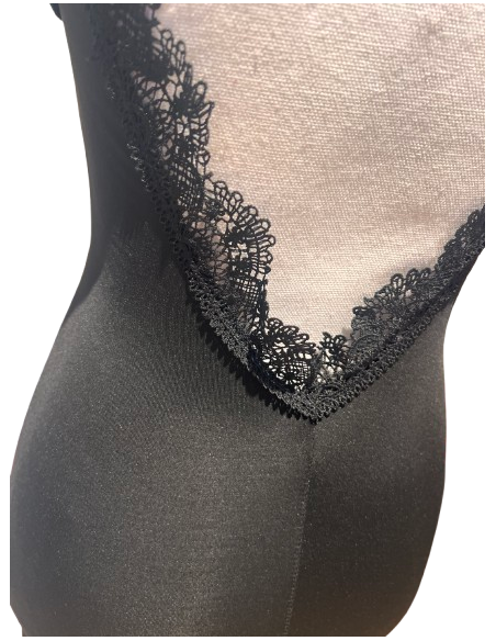 Robe de danse de style tango dos nu en tissu extensible en noir