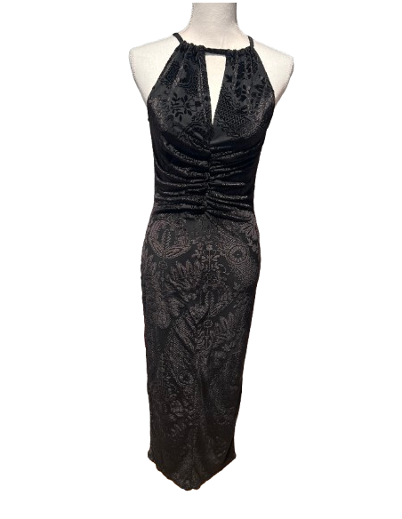 Dance dress in black stretch with scoop back for tango dancing.