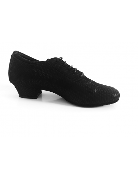 Lace up dance training shoes, black nubuck leather, split sole for linedance, ballroom, tango