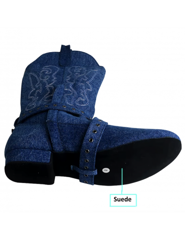 Bottines de danse Linedance en jean pour la soirée dansante ou le cours de danse