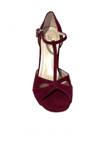 Chaussures de danse Zurich – Chaussures de tango en daim rouge vin