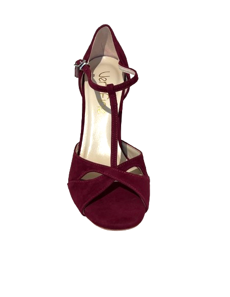 Scarpe da ballo Zurigo – Scarpe da tango in pelle scamosciata rosso vino